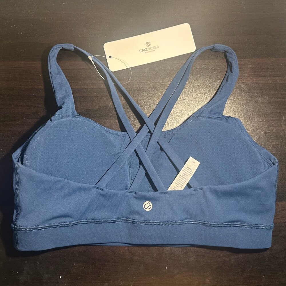 CRZ YOGA Blue Scoop Neck Sports Bra - Picture 4 of 5